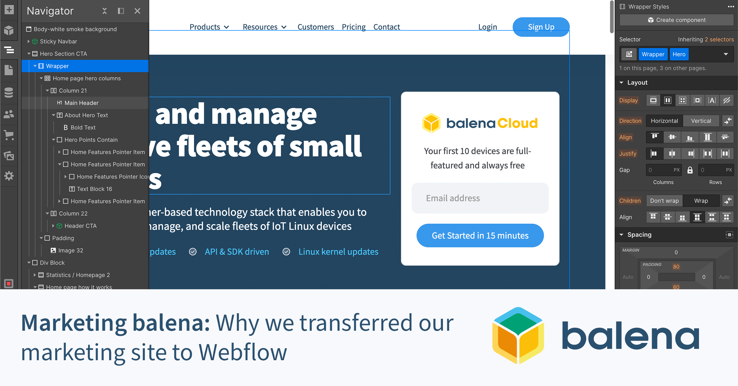 Marketing balena: Why we transferred our marketing site to Webflow